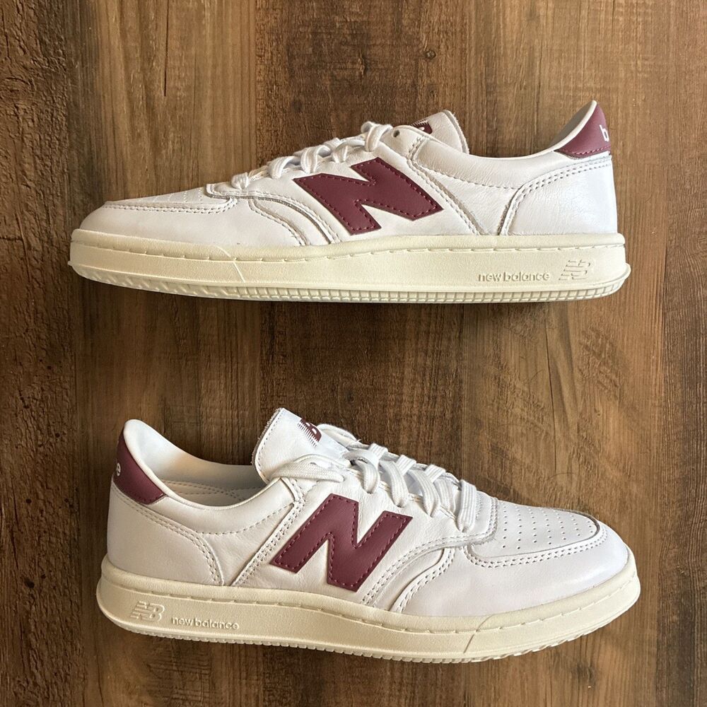 New Balance T500 Men Size 8 White Burgundy Low Top Shoes CT500LPB